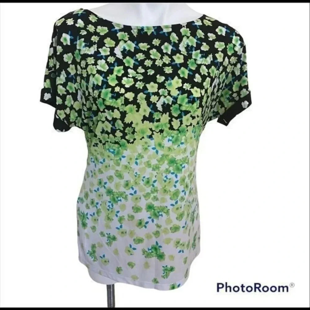 New York& Company floral ombré effect top